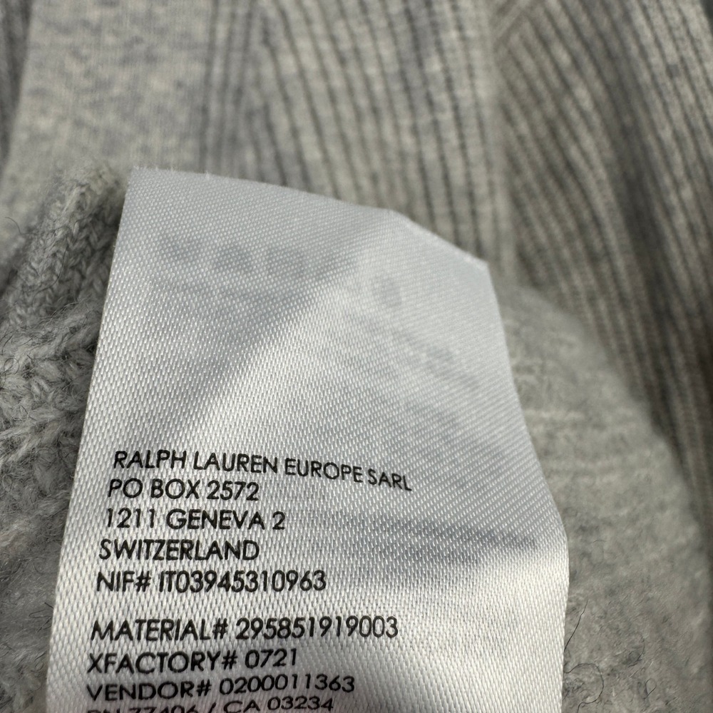 Ralph Lauren 100% Cashmere Ribbed Cardigan Gray Open Front Tie Wrap Sweater Sz L - Picture 5 of 7